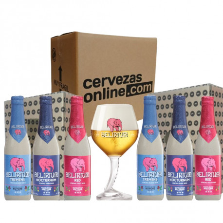 Ver más grande Pack combo degustación regalo colección 6 cervezas Delirium + 1 Vaso