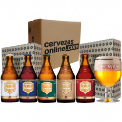 Pack combo degustación regalo Chimay 5 cervezas 33cl + 1 vaso