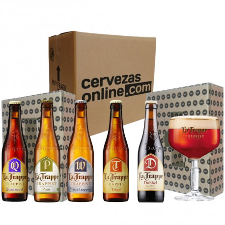 Pack combo degustación regalo la Trappe 5 cervezas 33cl + 1 vaso