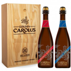 Estuche de madera de 2 botellas gama premium Gouden Carolus 75 CL
