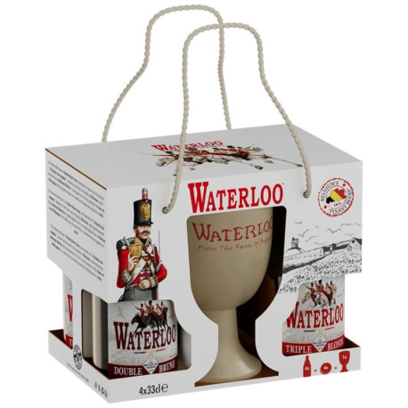 Estuche Waterloo 4 Botellas 33cl + Copa Caliz Gres Estuche Waterloo 4 Botellas 33cl + Copa Caliz Gres