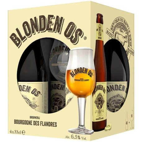 Estuche Blonden Os 4 Botellas 33cl + Copa Estuche Blonden Os 4 Botellas 33cl + Copa